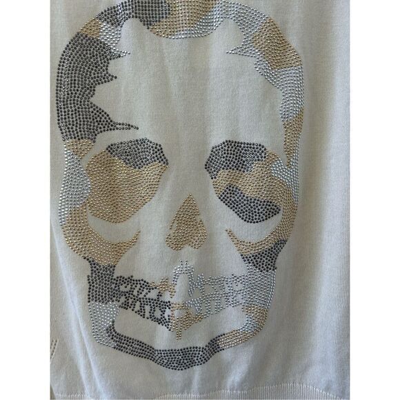 Zadig & Voltaire Miss Camo Skull Strass Sweater Women’s Cream Size Medium - Picture 8 of 12
